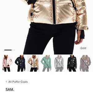 SAM. Metallic Gold Cropped Puffer Bomber
